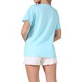 thumbnail image 3 of Summer Short Sleeve Tunic Tops for Women's Casual V Neck Button Shirts S Blue, 3 of 6
