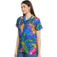 thumbnail image 3 of Stylore Womens Hawaiian Shirt Short Sleeve Blouse Big Hibiscus Blue L, 3 of 7