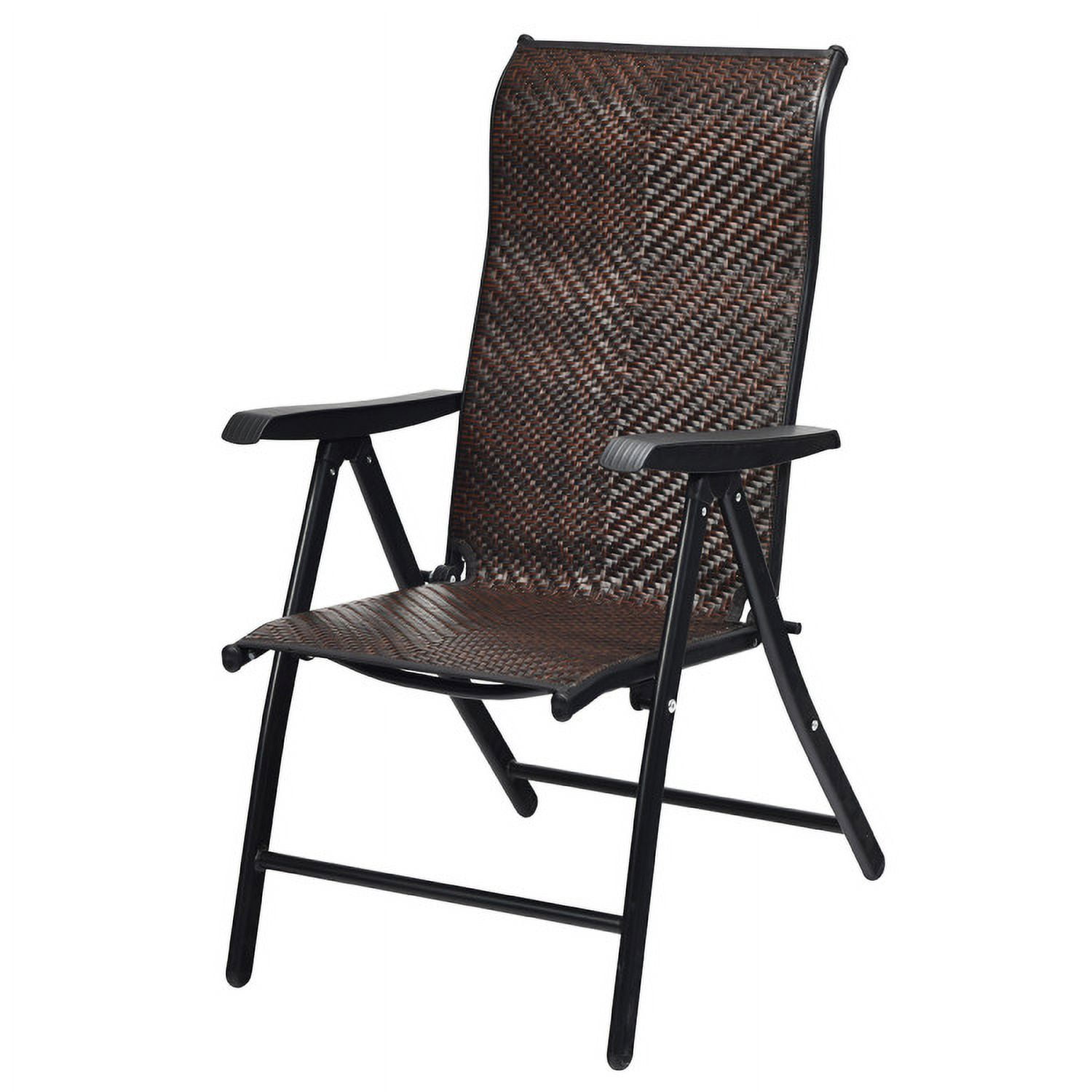Aimee Lii 2 Pieces Patio Rattan Folding Reclining Chair, Outdoor Deck Furniture