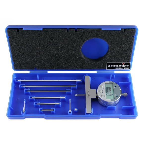 Accusize - 0-22 inch Electronic Digital Depth Gauge, Inch/Metric/Fractional, 2 Extra Points for Small Hole Applications, P103-0188