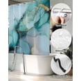 thumbnail image 5 of Split Shower Curtain for Transfer Bench, Turquoise Gold Marble Fabric Shower Curtains for Bathroom, Abstract Teal Modern Geometric Tub Sliding Transfer Bench Waterproof Bath Curtains 72"x96", 5 of 9