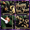 thumbnail image 4 of Gold Theme Happy New Year Banner Festive New Year Display Star Pattern Gift Box Design Festive Backdrop for New Year Party Holiday Celebration Indoor Decoration, 4 of 9