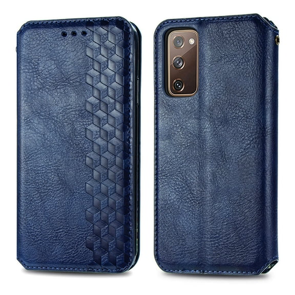 Allytech Galaxy S20 FE / S20 Lite Case, PU Leather Wallet Folio Flip Magnetic Buckle Slim Back Cover Built-in Card Holder Slot and Stand for Samsung Galaxy S20 Fan Edition, Blue