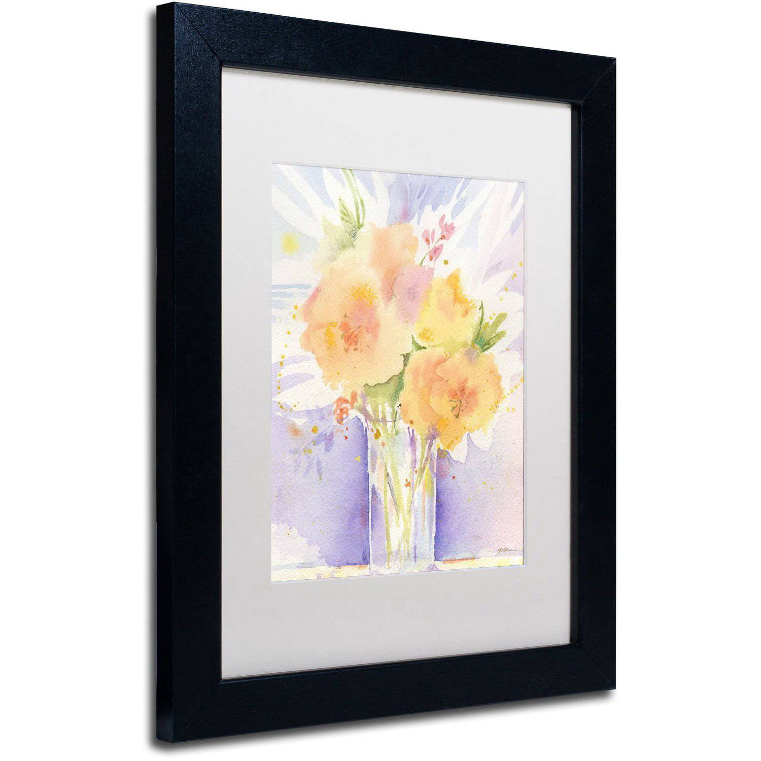 Trademark Fine Art "Purple Vase Reflection" Canvas Art by Sheila Golden White Matte, Black Frame