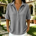 thumbnail image 4 of Kezqiaxn Plus Size Shirts for Women Short Sleeve Collared Button Down Shirts Business Dressy Work Blouses Summer Clothes, 4 of 6