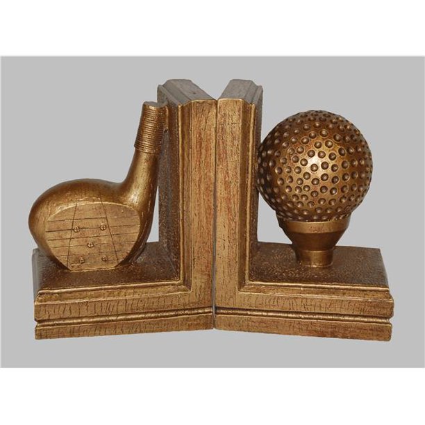 CraftTex 34291TG Golf Bookends Tarnished Gold