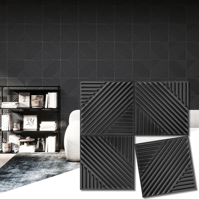 Paneles decorativos Art3d de PVC 3D, 33 piezas, 30 x 30 cm, negro