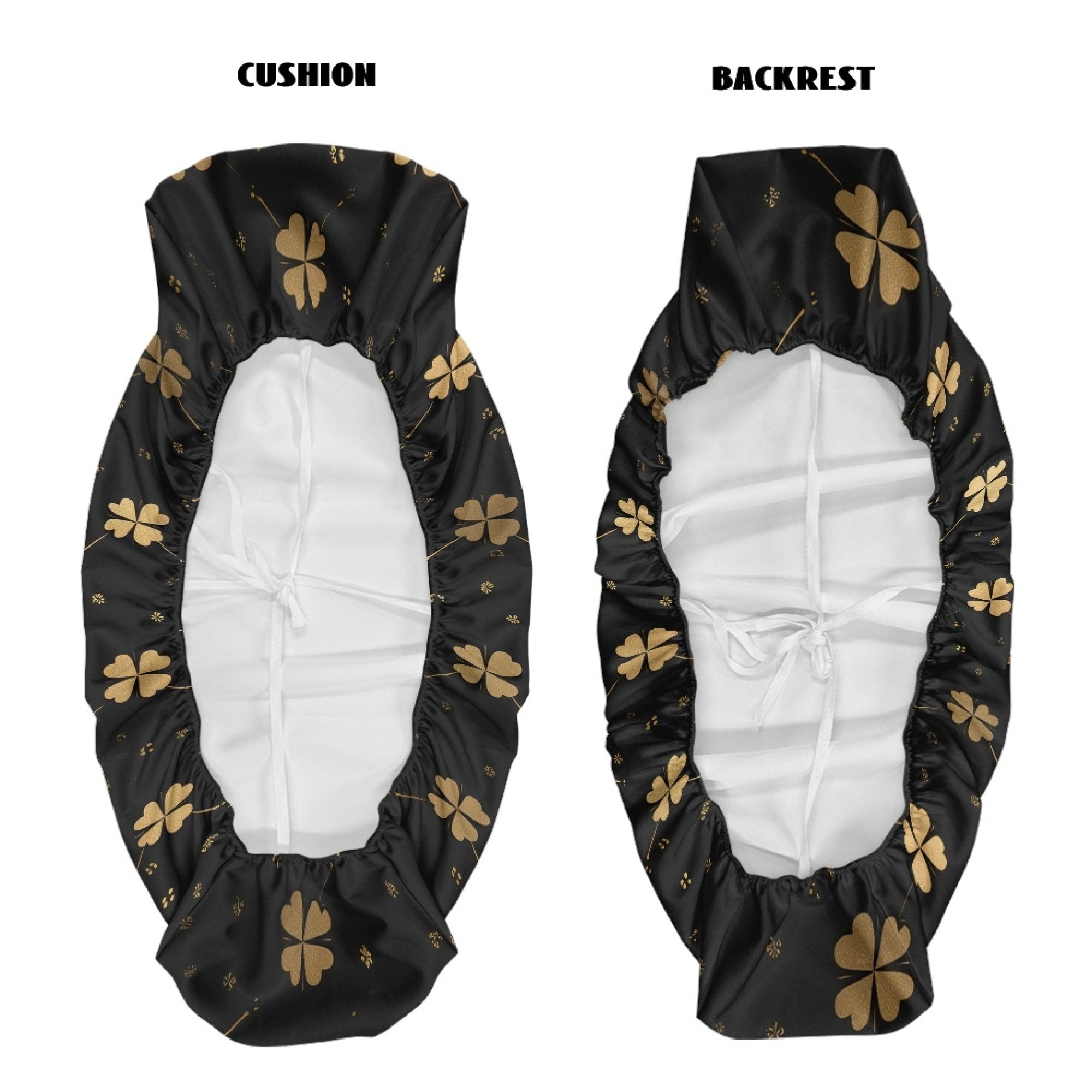ZIATUBLES UTV Front Seat Covers 2-Piece Set, Compatible with Kawasaki Mule 3000 3010 3020, Wear-Resistant Polyester Replacement Protector, Black Clover Print St. Patrick's Day Decor Acccessory