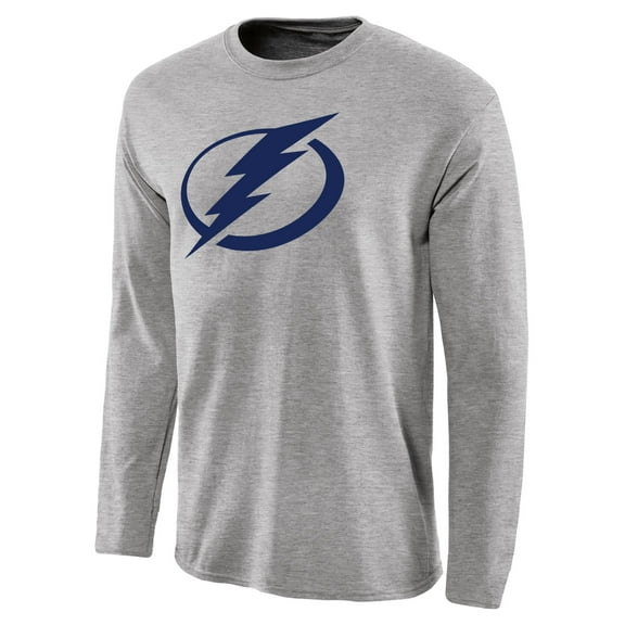 Men's Ash Tampa Bay Lightning Team Primary Logo Long Sleeve T-Shirt