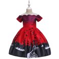 thumbnail image 2 of XXWXYD Girls Halloween Fanc𝗒 Dress Costum𝖾 - Ghos𝗍 Pumpkin Skul𝗅 Print Party Dress for Kids, Cos-play Outfit, 2 of 6