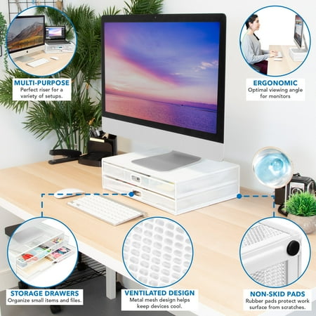 Mount-It! - Mesh Computer Riser Stand for Monitor - Black