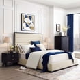 thumbnail image 5 of Ashland Queen Upholstered Linen Fabric Platform Bed in Beige, 5 of 5