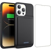 Battery Case for iPhone 13/13Pro/14,7500mah Ultra-Slim Protective Charging Case, Portable Rechargeable Expandable Charger Cover Compatible with 13/13Pro/14 (6.1 Inch)-Black