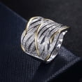 thumbnail image 4 of Anillos de plata 925 de dos tonos a la moda para mujer, anillo de boda con zafiro blanco, talla 6-10 (7), 4 of 5