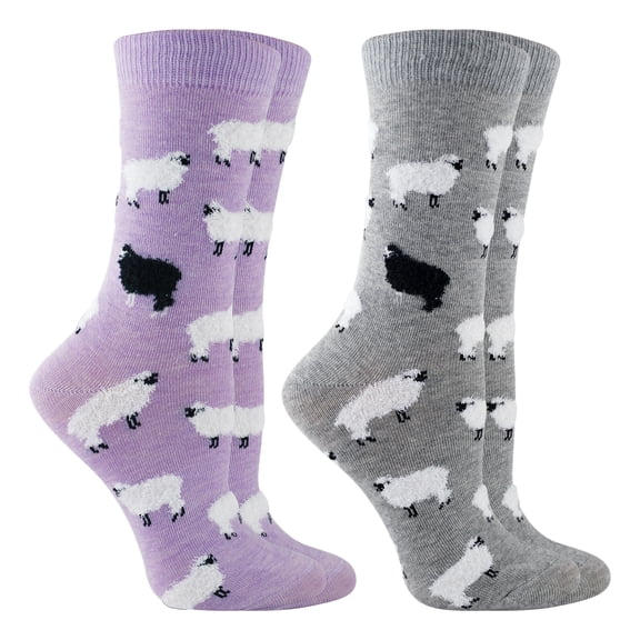 Sheep Socks 2-Pack Fuzzy Sheep (Lavendar Heather/Gray Heather, Medium)