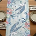 thumbnail image 5 of Table Runners 36 Inches Long Dress Scarves, Teal Coastal Turtle Farmhouse Kitchen/Dining Table Runner, Short Coffee Tablerunners, Beach Nautical Ocean Coral Seahorse 13x36 Inch, 5 of 9