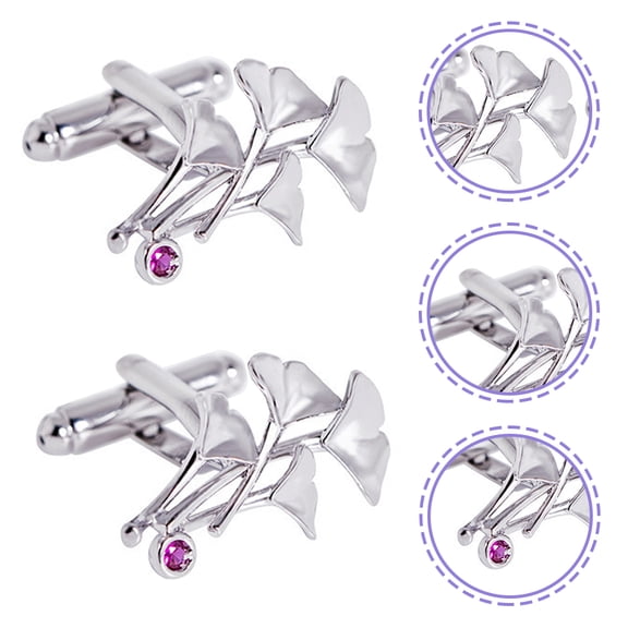 FENGGUIQU 2Pcs Metal Leaf Cuff Links Mens Alloy Decorative Accessories for Suits and Coats