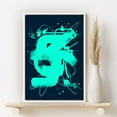 thumbnail image 2 of PixonSign Framed Canvas Print Wall Art Teal Abstract Spray Paint Symbol Graffiti and Street Art Shapes Digital Art Modern Art Fun Multicolor Ultra for Living Room, Bedroom, Office - 24"x36" White, 2 of 5
