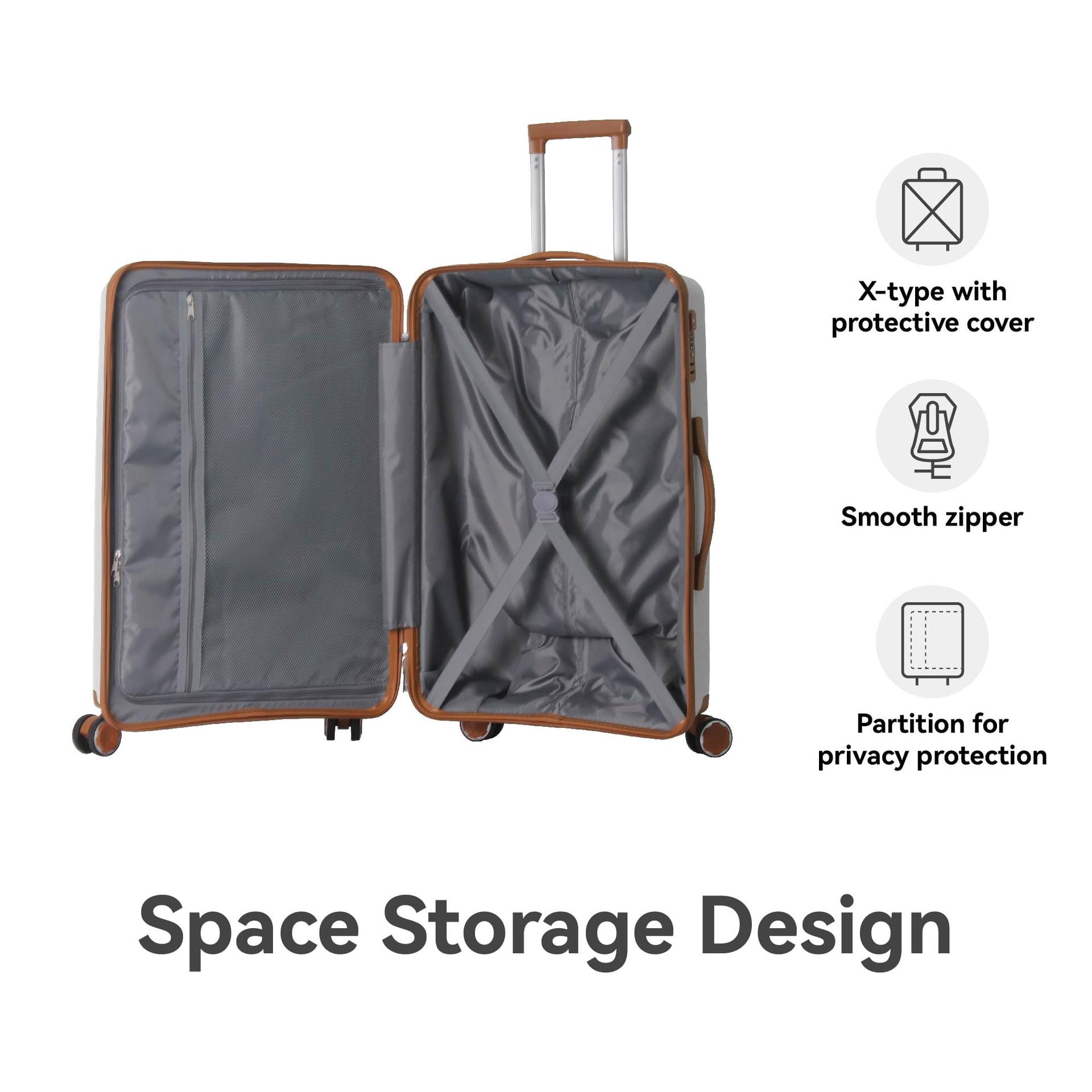3-Piece Hardshell Spinner Luggage Set with TSA Lock, Durable PP Suitcase (20/24/28in)