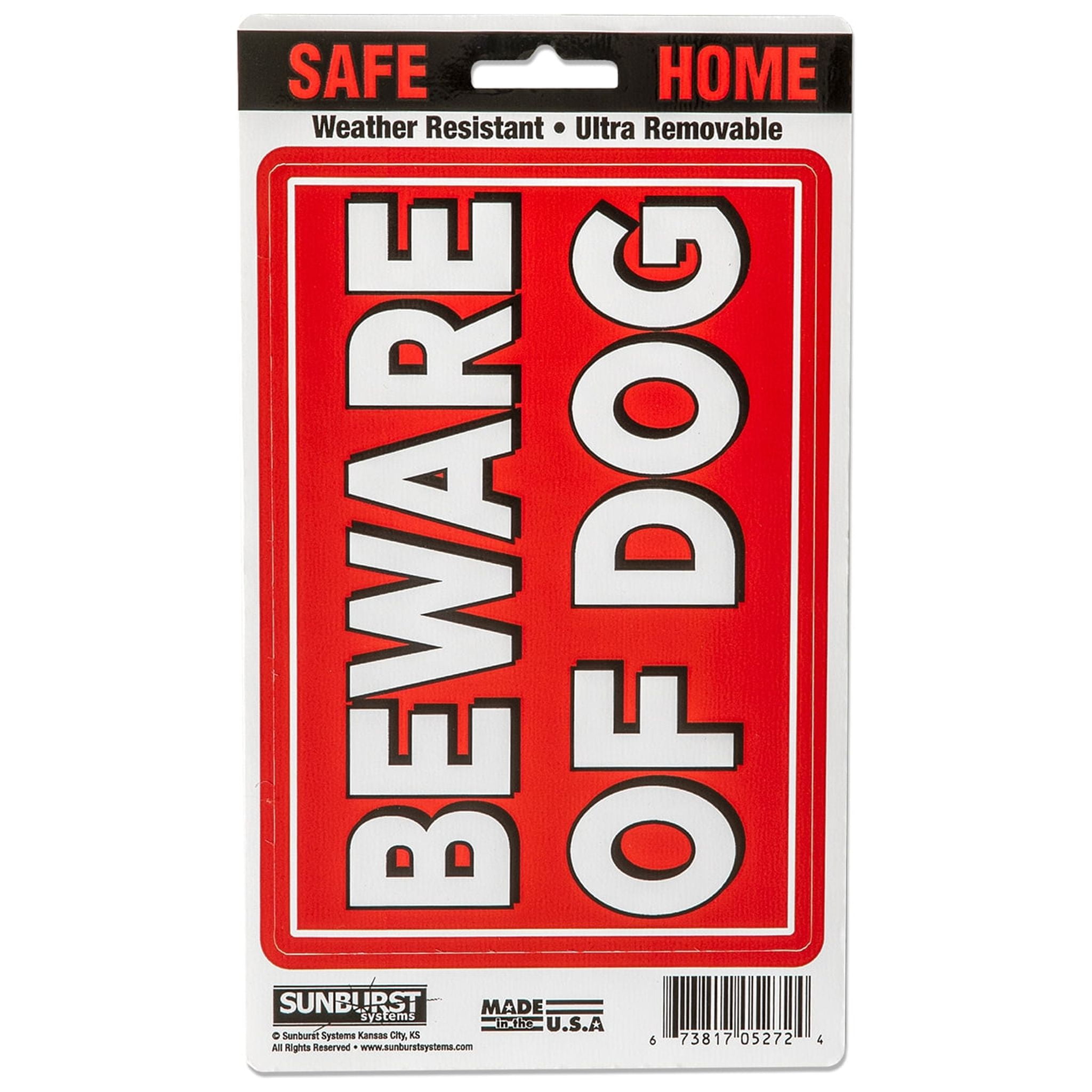 (3 pack) Sunburst Systems 5272 Beware of Dog Sign 5" x 8.5", Vinyl Decal, easy install just peel and stick