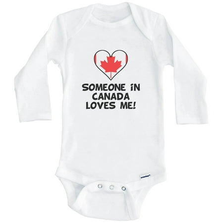 

Someone In Canada Loves Me Canadian Flag Heart One Piece Baby Bodysuit (Long Sleeve) 3-6 Months White