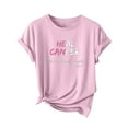 thumbnail image 5 of Caner Shirts for Women Pink Ribbon Graphic Short Sleeve Crewneck Tops Cancer Awareness Inspirational Casual Tees A001-Pink L, 5 of 5