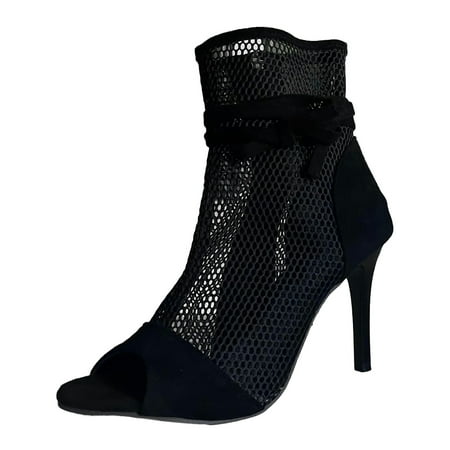 

Women Fashion Shoes Thin Heel Hollow Short Boots Jazz Dance High Heel Shoes Ankle Boots