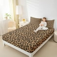 thumbnail image 4 of Manfei Rustic Leopard Hide Twin Sheet Sets,Chic Cheetah Print Twin Fitted Sheet,Wildlife Animal Pattern Flat Sheet For Teens,Microfiber Bedroom Decor,3pcs, 4 of 7