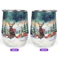 thumbnail image 2 of Merry Christmas Santa Reindeer Antlers Doberman Pinscher Sleigh Xmas Winter Holiday 12oz Stainless Steel Wine Tumbler Insulated Cup with Lid Doberman Dog Lover Gifts - 00023, 2 of 5