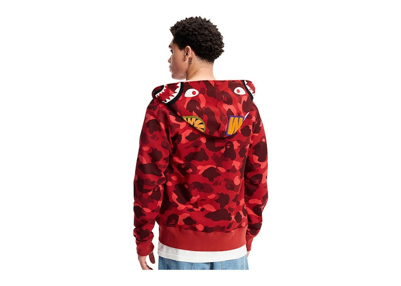 即完 BAPE COLOR CAMO SHARK HOODIE RED XL BAPE DETACHABLE shark full zip hoodie red camo A Bathing Ape