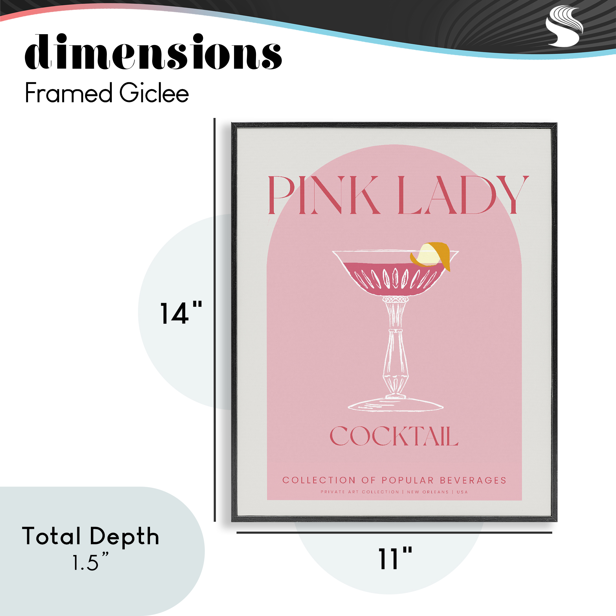Stylish Retro Pink Lady Black Framed Giclee Art, design by Lil' Rue