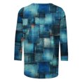 thumbnail image 5 of Womens Trendy 3/4 Sleeve Tops Geometric Colorblock Tshirts Summer Casual Crewneck Tees Tunic Blouse, 5 of 5