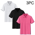 thumbnail image 2 of Lumosvexa Boys School Uniform Polo, Lightweight Henley Neck Short Sleeve Casual Summer Comfort Shirts 3 Pack Pink 10-12, 2 of 10