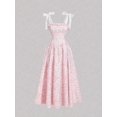 thumbnail image 1 of Vestido Largo Floral Rosa-2 Con Lazos En Hombros Y Corset, 1 of 30
