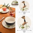 thumbnail image 3 of FREEAMG Fun Giraffe in Glasses Suit on Bicycle Pot Holders Trivets, 2 PCS Round Cotton Thread Weave Potholders for Kitchens Hot Pads Table Mats Coasters for Hot Dishes, 3 of 7
