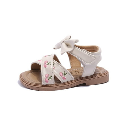 

Eloshman Girls Dress Sandal Cross Strap Flat Sandals Beach Princess Shoes Walking Comfort Summer Cute Pink 9C