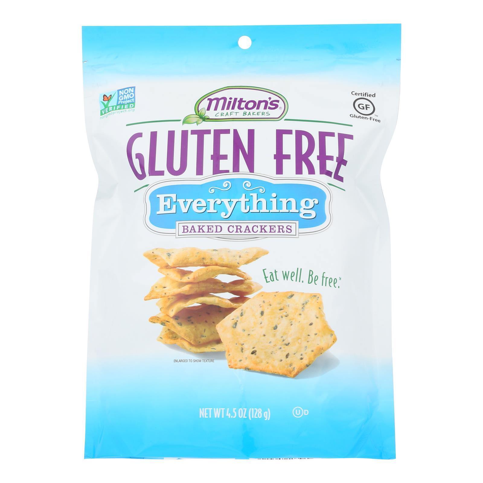 Miltons Gluten Free Baked Crackers Everything Case of 12 4.5 oz