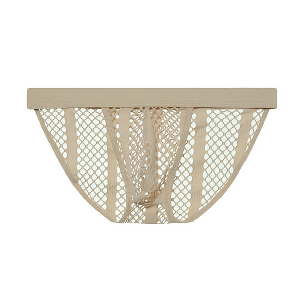 gldaond Men Casual Fashion Solid Color Panties Sexy Underwear Mesh Striped Breathable Comfortable High Waist Briefs Sexy Underwear