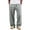 Grey@GC@, variant on CONZONE Men's Baggy Linen Pants Wide Leg Pants for Men Trendy Elastic Waist Drawstring Striped Soft Casual Joggers With Pocket