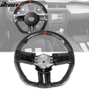 Compatible With 10-14 Ford Mustang CF & Leather Steering Wheel W/ Red Stitching & Indicator