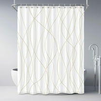 Beige Khaki Shower Curtain for Bathroom with Hooks, Extra Long Shower Curtain Set Stripe Bath Curtains Decorative White Shower Curtains Weighted Hem Water Repellent Washable, 72 x 84