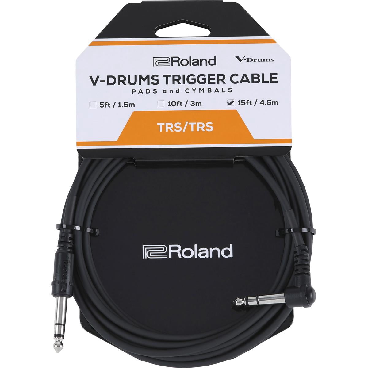 Roland PCS-15-TRA 15' 1/4" TRS Angled to 1/4" TRS Straight V-Drums Trigger Cable
