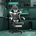 thumbnail image 5 of Soontrans Gaming Office Chair with Footrest, Ergonomic Leather Massage Game Chair with Lumbar Support & Headrest, White, 5 of 9