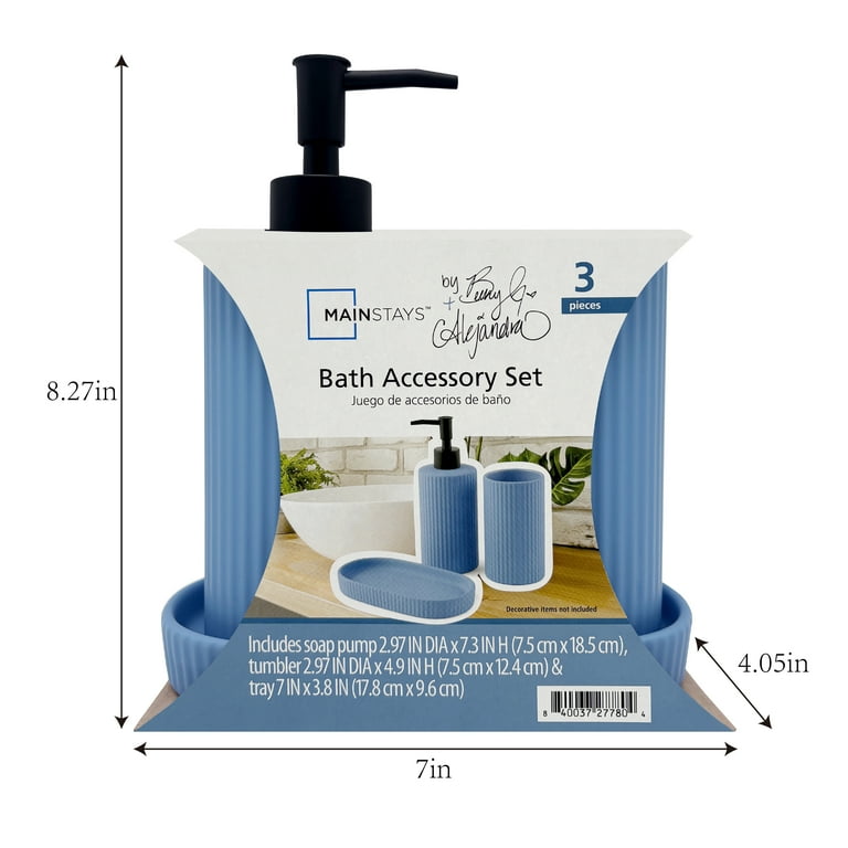 Mainstays By Becky G. & Alejandra 3-Piece Bath Accessory Set, Blue