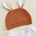 thumbnail image 5 of Conairie Newborn Baby Girls Boys Easter Outfits My 1st Easter Romper Bodysuit Stripe Bunny Pants Hat 3PCS Clothes Set White 9 M-12 M, 5 of 8