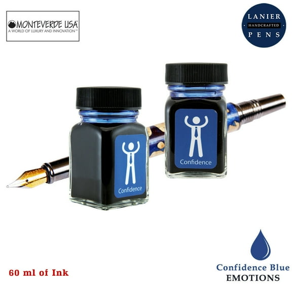 Monteverde 60ml Emotions Fountain Pen Ink Bottle (30ml Confidence Blue G309CL Ink Bottle - Pack of 2)