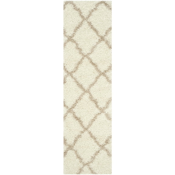 SAFAVIEH Dallas Logan Geometric Shag Runner Rug, Ivory/Beige, 2'3" x 10'