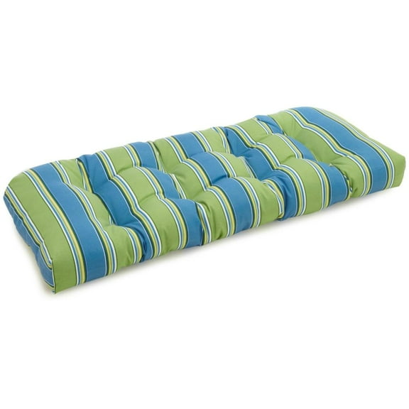 Blazing Needles 42 x 19 in. U-Shaped Patterned Spun Polyester Tufted Settee & Bench Cushion, Haliwell Caribbean