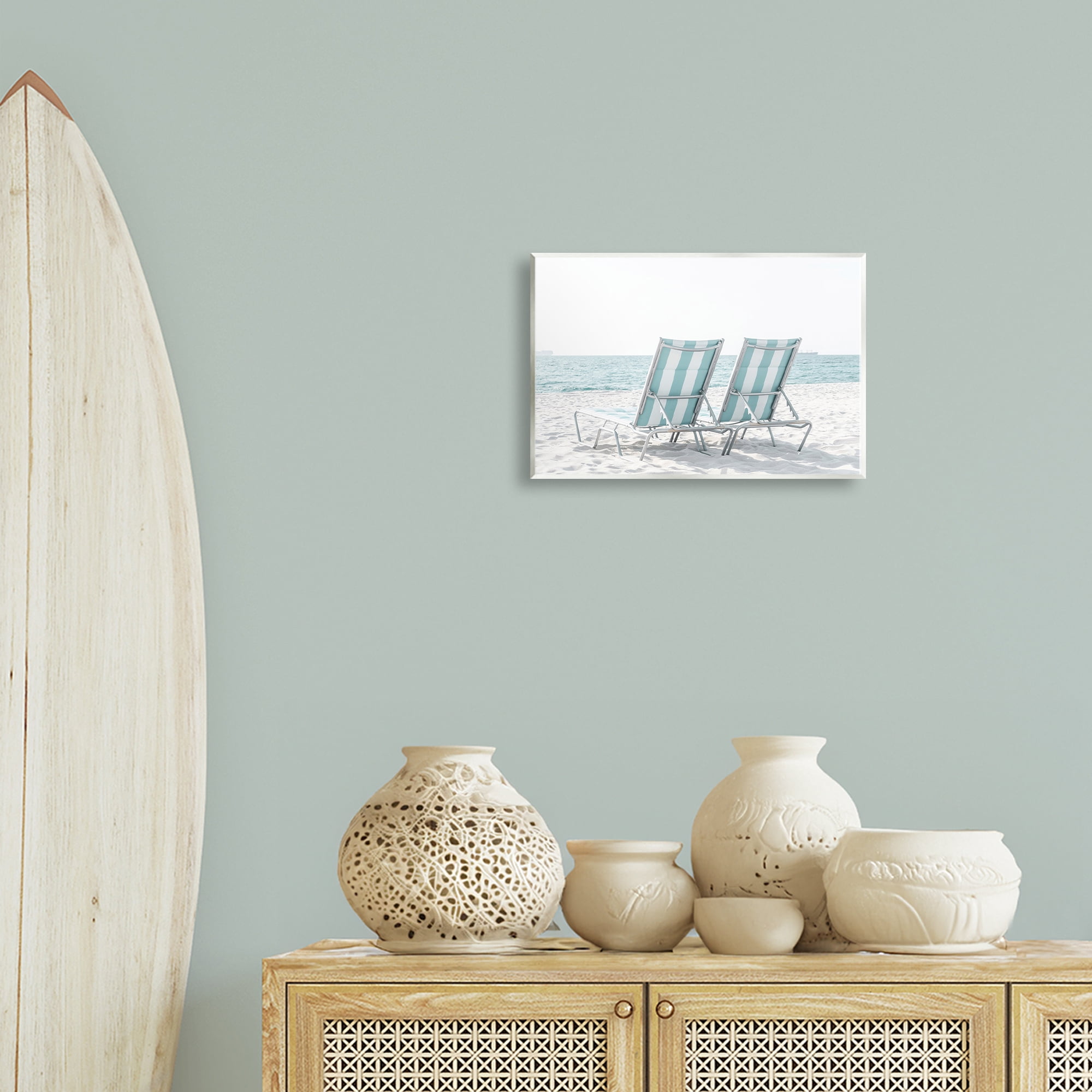 Stupell Industries Blue Beach Chairs Pair Nautical & Beach Photography Unframed Art Print Wall Art, 15 x 10