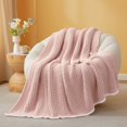 thumbnail image 5 of Snuggle Sac Waffle Knit Throw Blanket Reversible Textured Blanket Fuzzy Microfiber Throw,Pink,60*80", 5 of 5